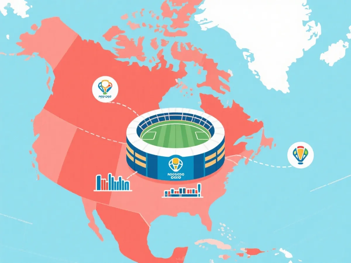 2026世界杯美加墨赛区举办城市示意图